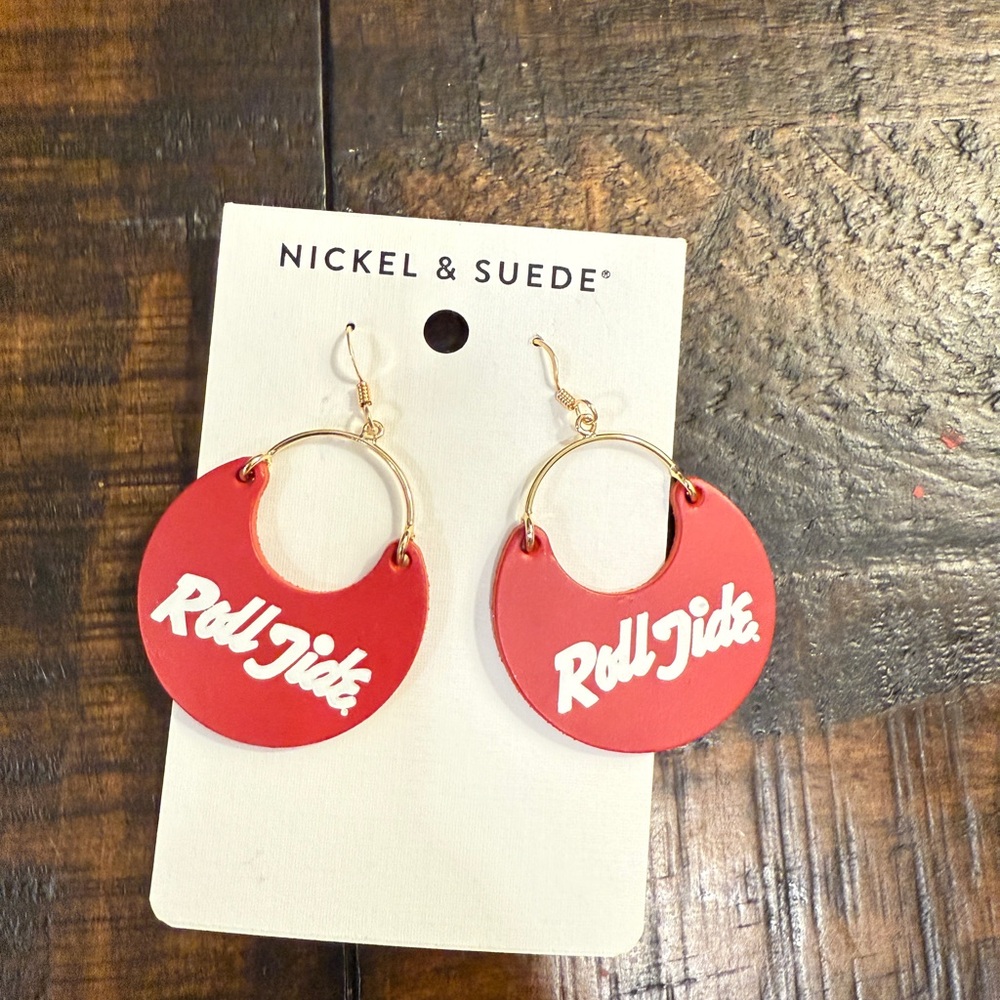 Nickel & Suede Red Earrings